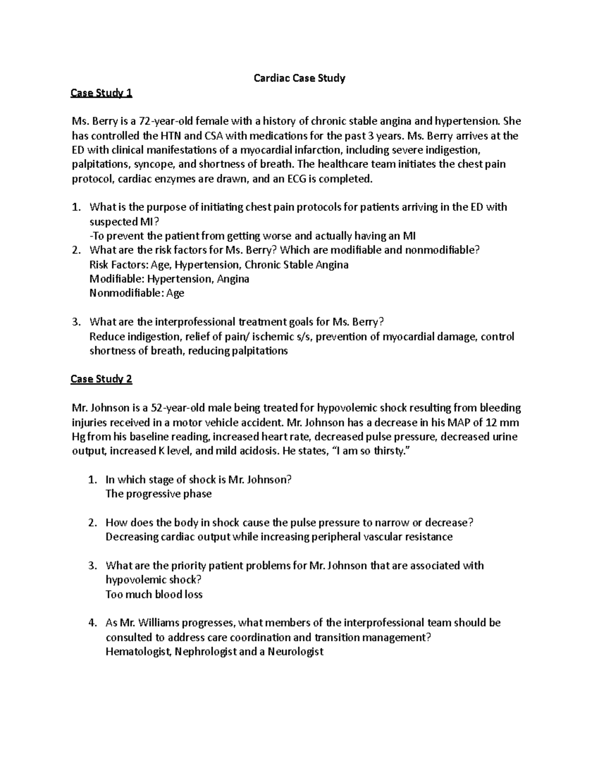 Cardiac Case Study Analysis for Clinical Practice: Insights ...