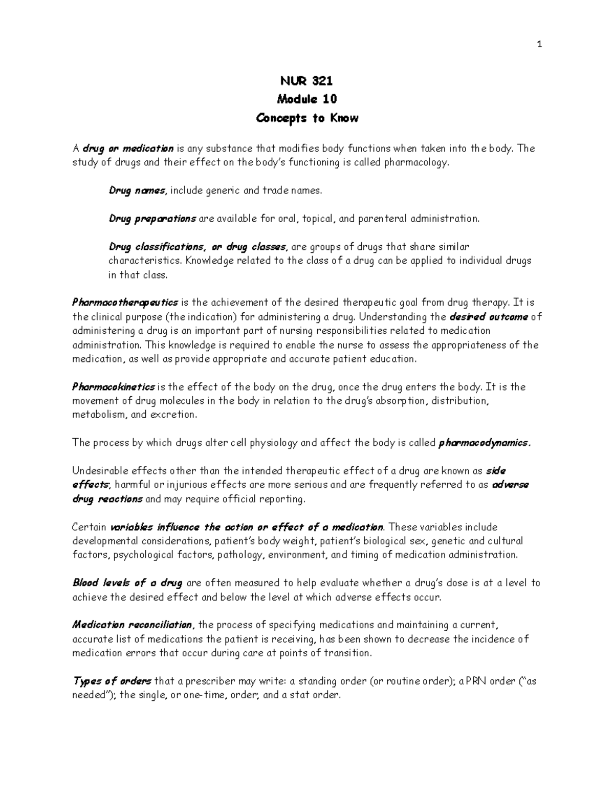 NUR 321 Final Exam Study Guide: Medication Admin Concepts & Practices ...
