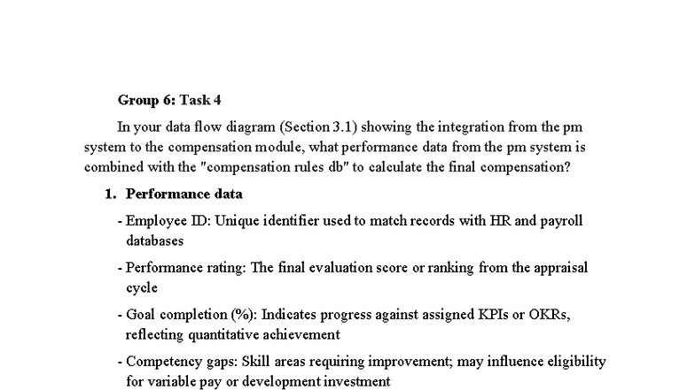 Group 6: Task 4 - Integration of PM System to Compensation Module - Studocu