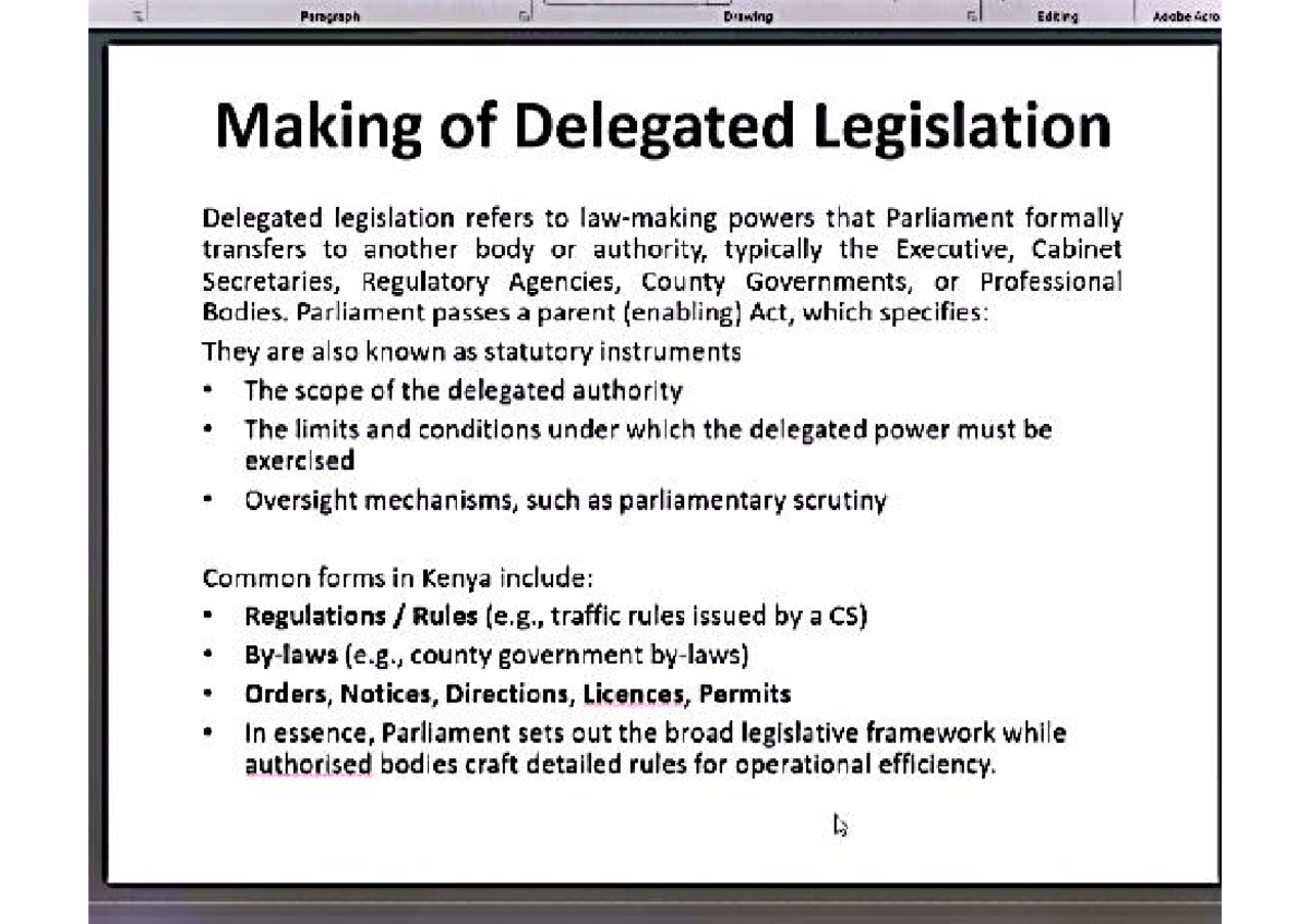 Delegated Legislation Overview and Analysis (Course Code: LAW 101 ...