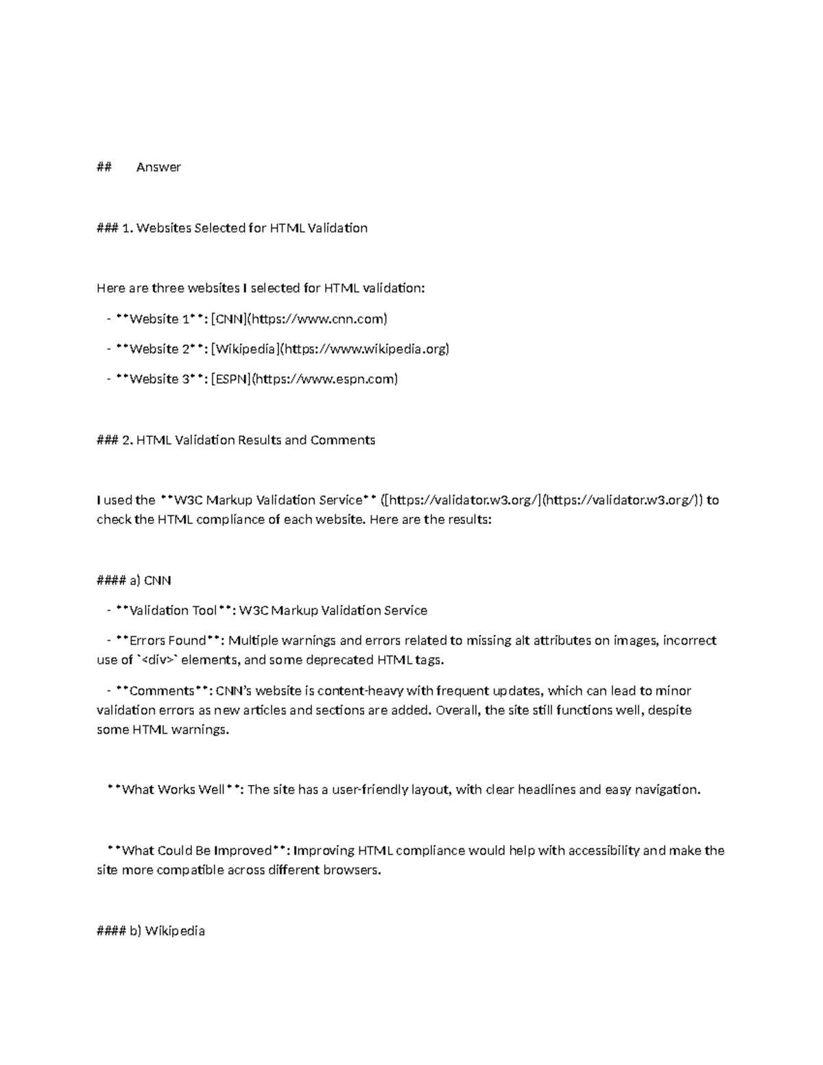 Assignmet UNIT 1 - course work - 🗒️ Answer 1. Websites Selected for ...