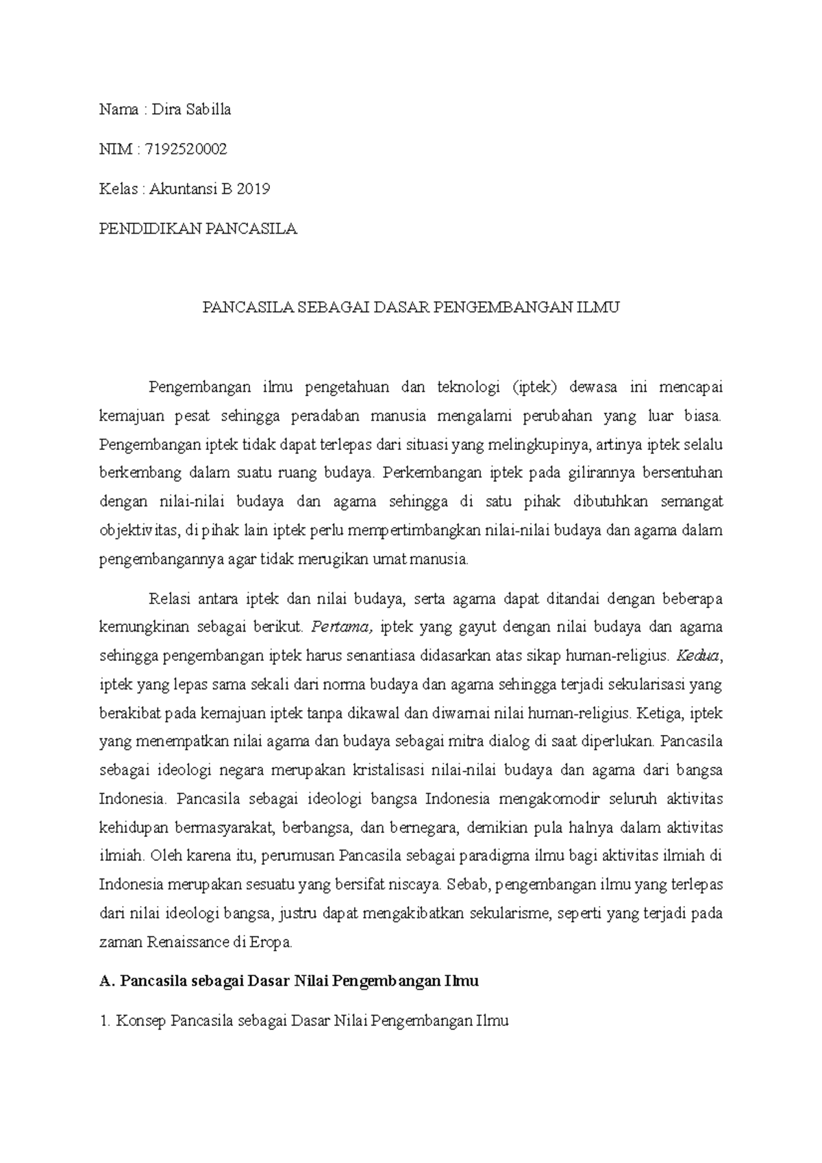 Pancasila sebagai Dasar Pengetahuan dan Pengembangan Ilmu di Indonesia ...