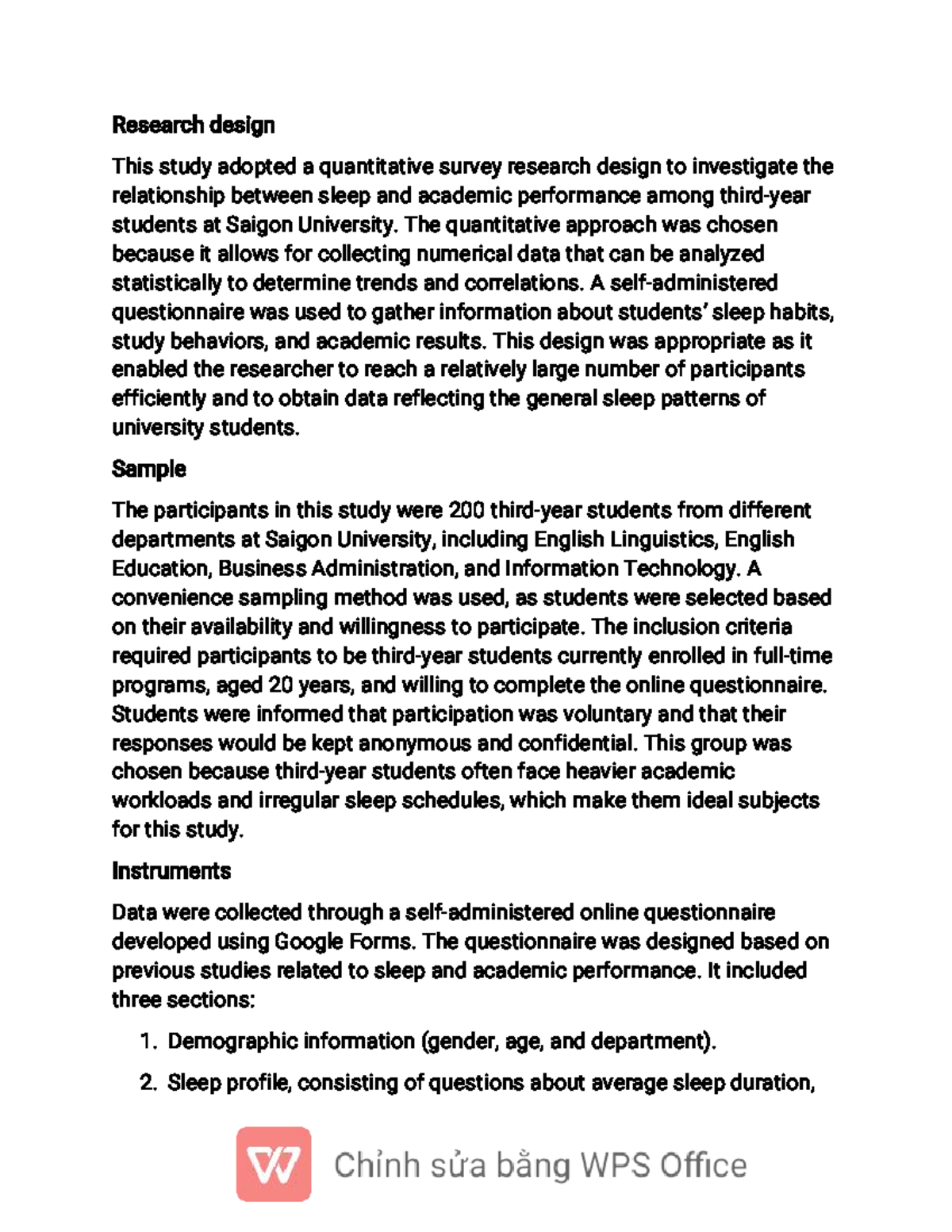 Research Design: Impact of Sleep on Academic Performance (SAU 301 ...