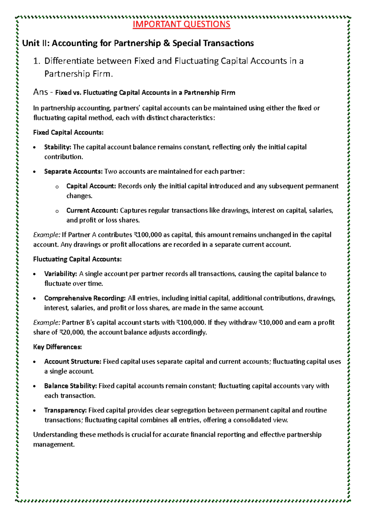 Unit 2 - Accounting for Partnership & Special Transactions Notes - Studocu