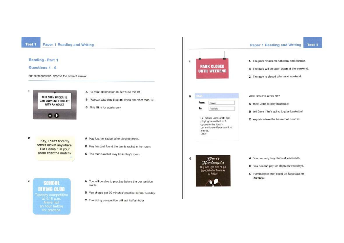 Test 1 Paper 1 Reading and Writing Homework - Bài Tập - Studocu