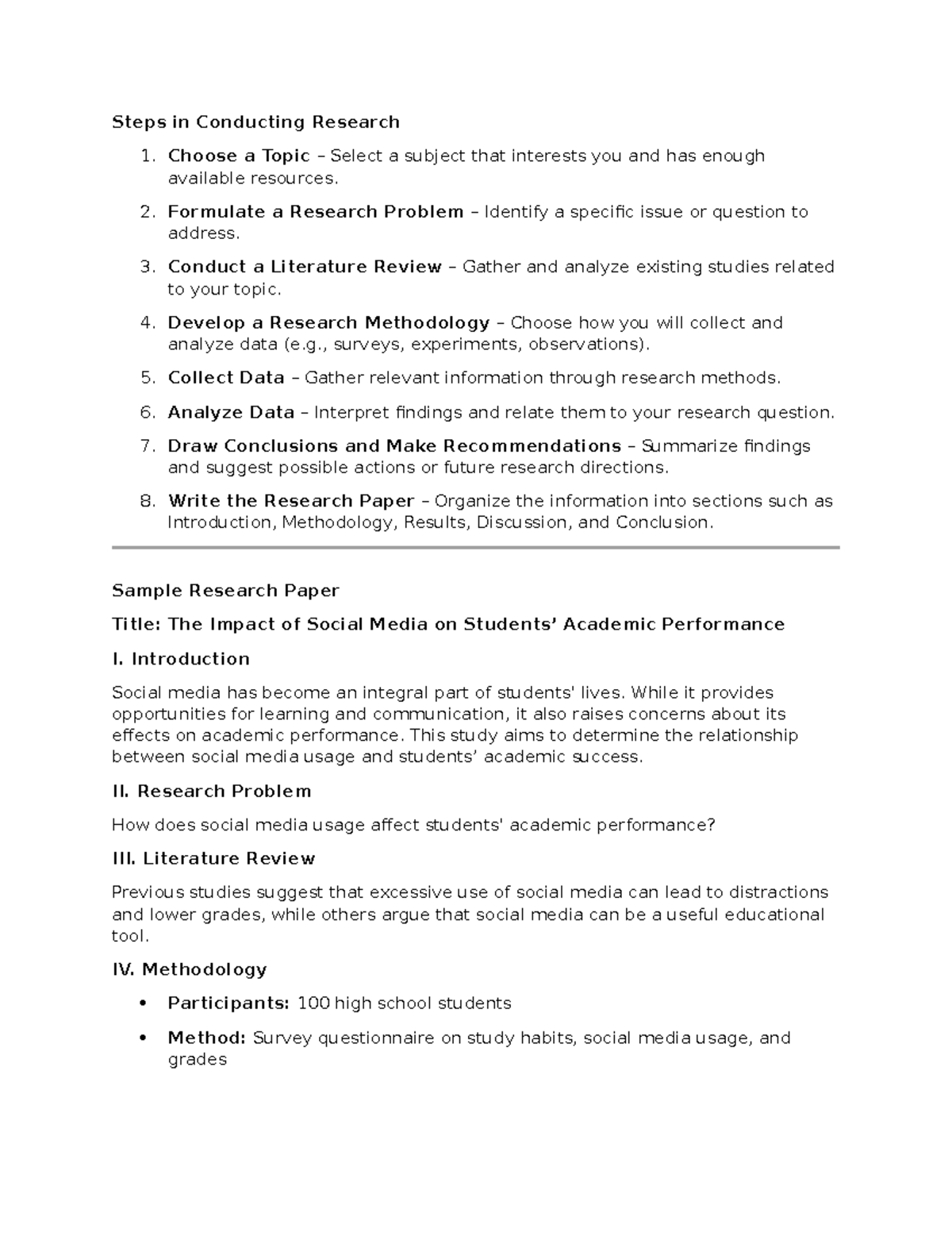 How To Make A Research - Free to use - Steps in Conducting Research 1 ...