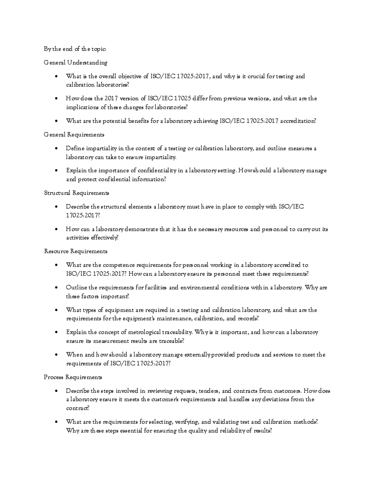 ISO/IEC 17025:2017 Exam Notes - Summary of Key Standards and Changes ...
