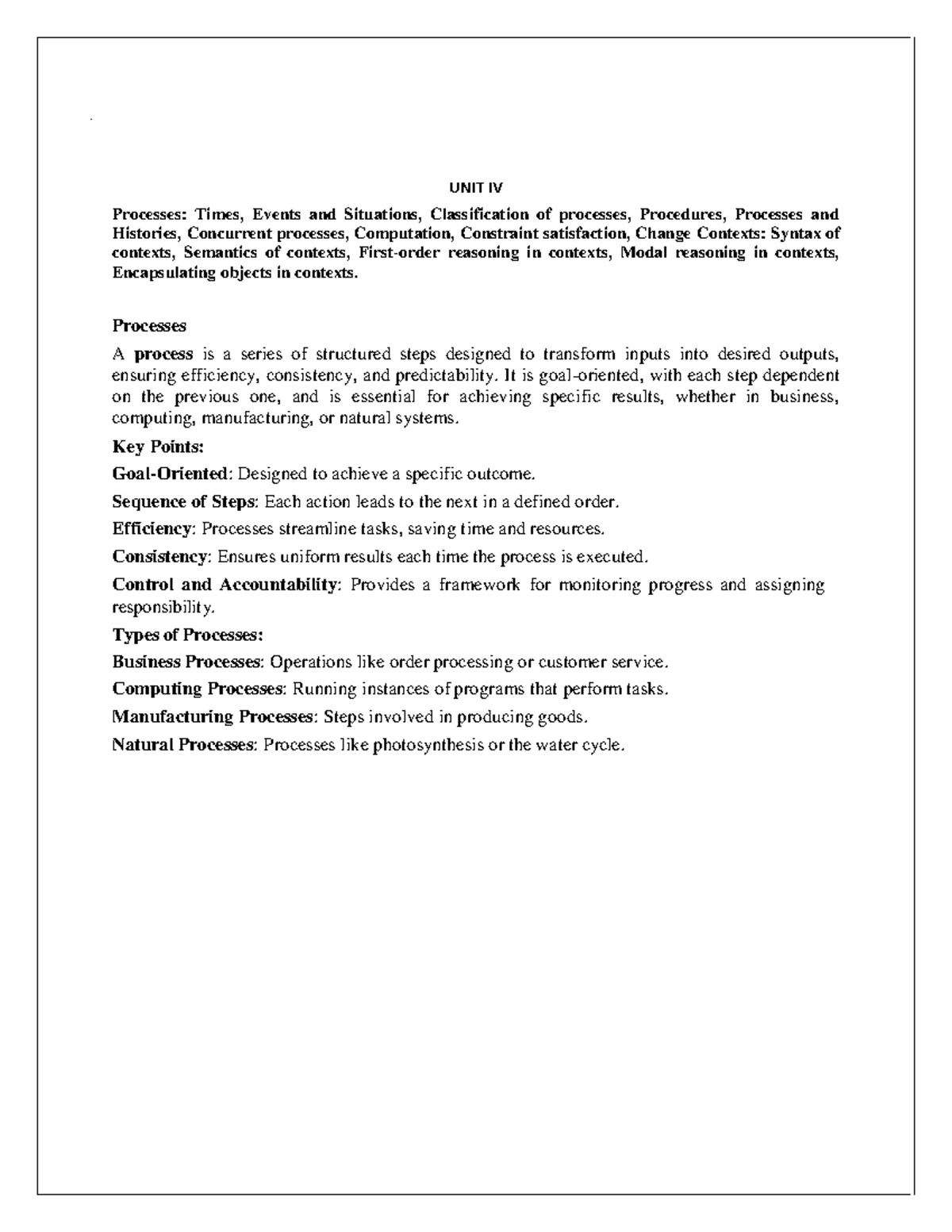 UNIT IV: Processes, Events, and Contexts in Computing and Systems - Studocu