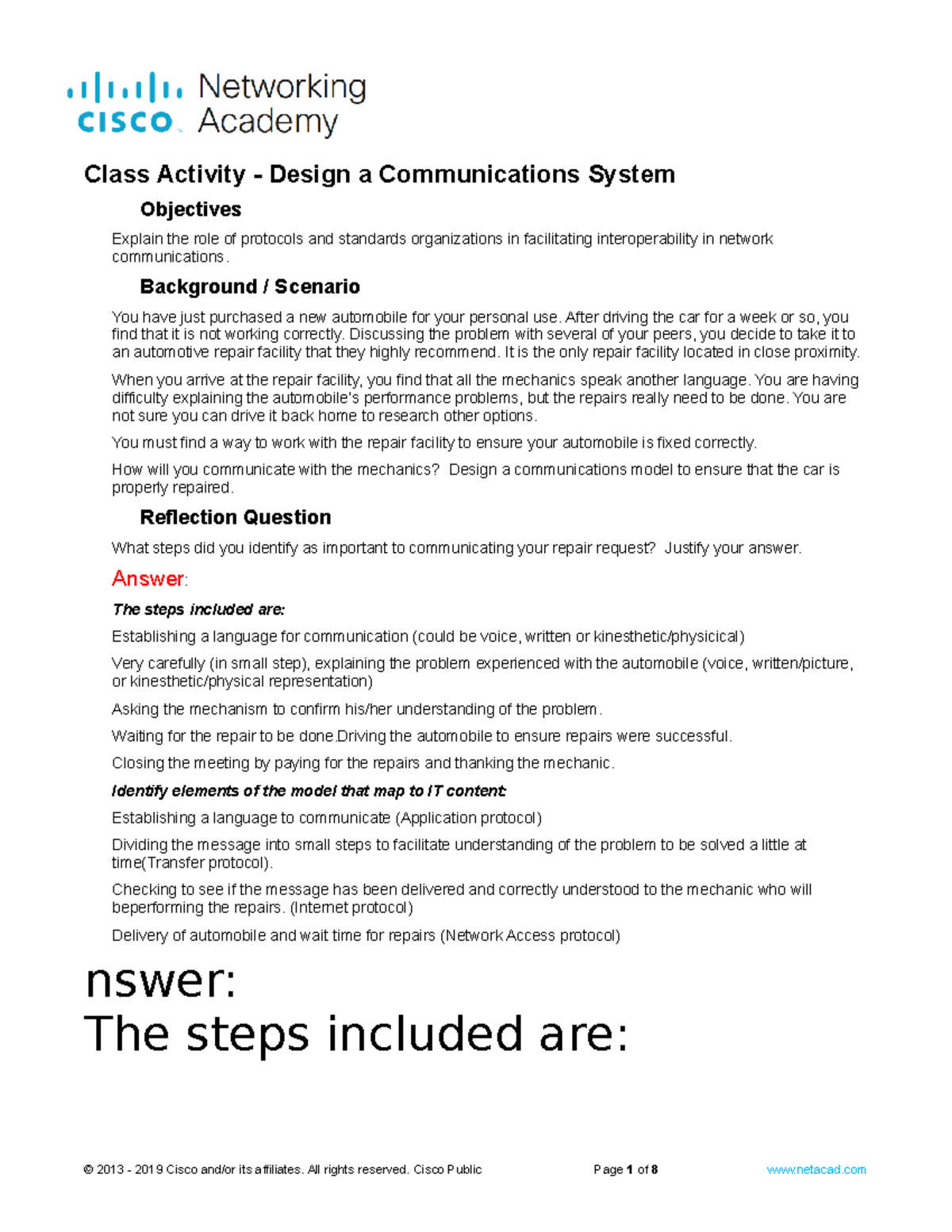 3.0.3 Class Activity - Design a Communications System - Objectives ...