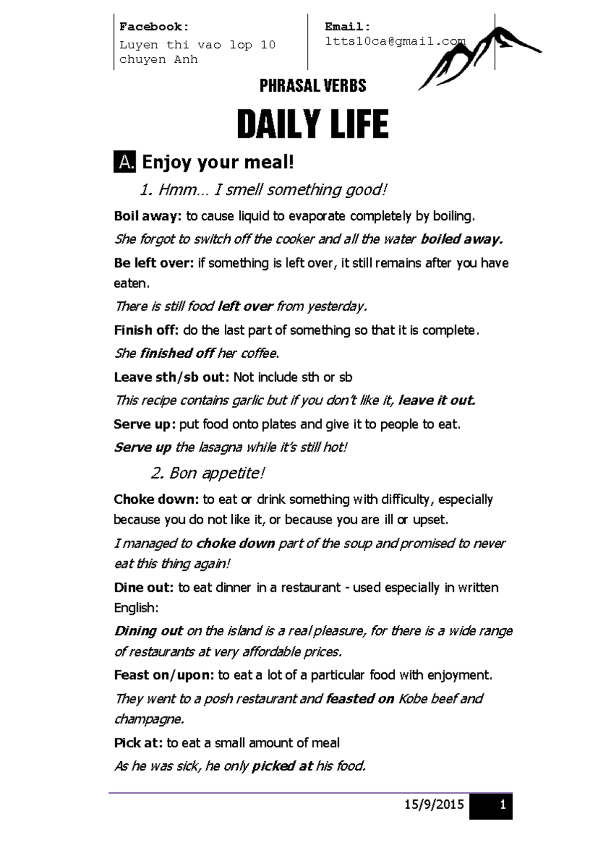 Phrasal Verbs for Daily Life: A Comprehensive Guide - Studocu