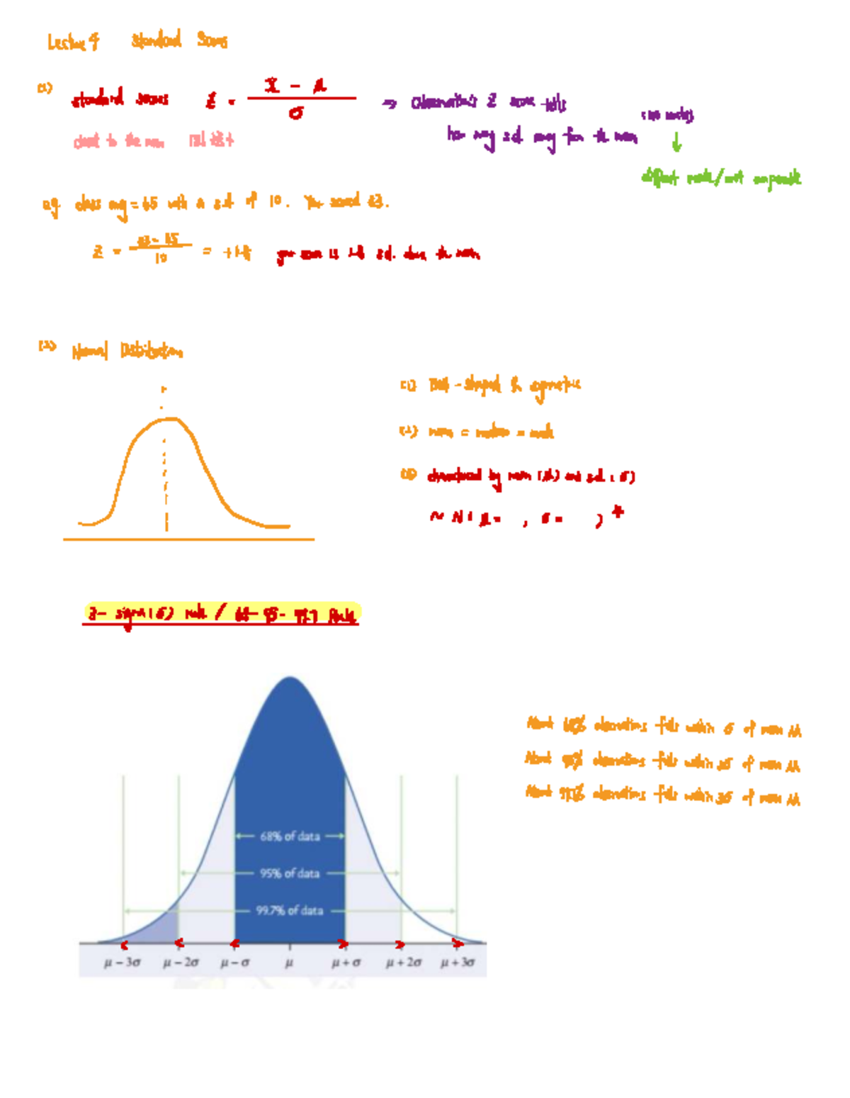 Lecture 4: Standard Scores and Normal Distribution - Studocu