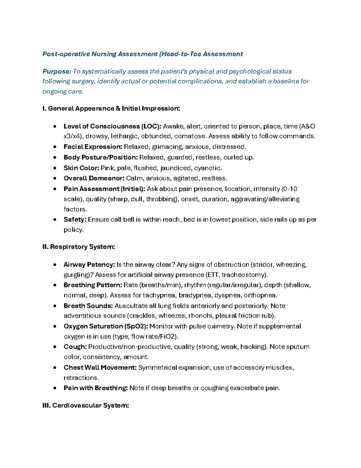 NUR 301: Comprehensive Nursing Assessment and Management Notes - Studocu