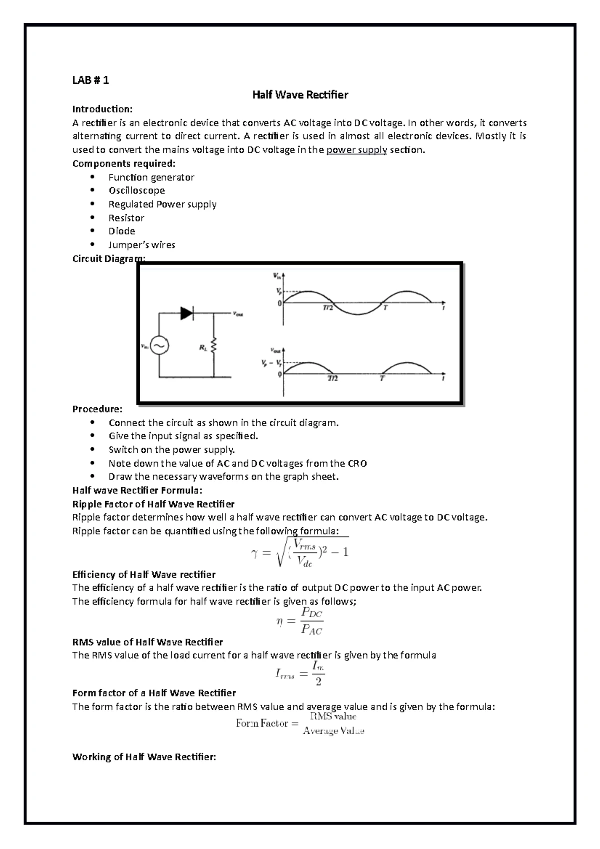 MOSFET Formulas Summary for Electronic Devices & Circuits - Studocu