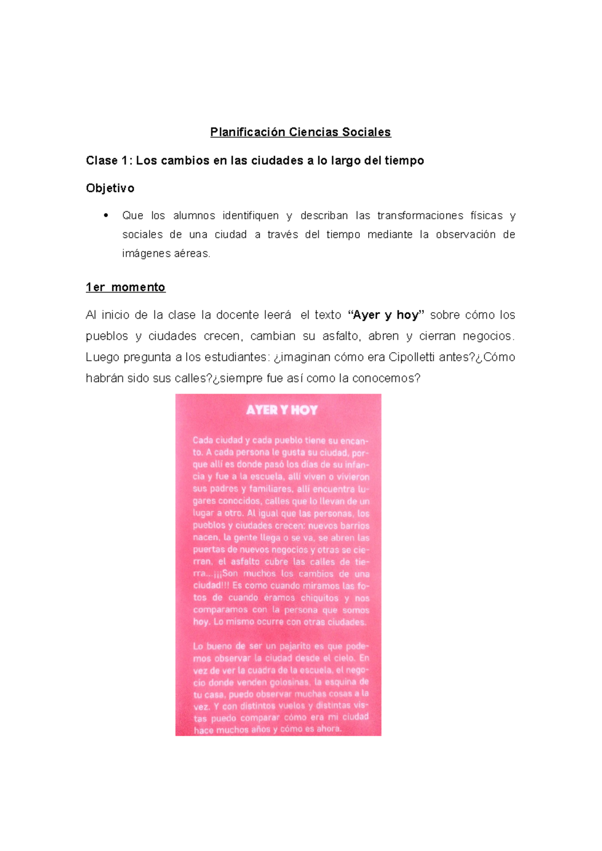 Planificación Ciencias Sociales 3er Grado: Cambios Urbanos y Mapas ...