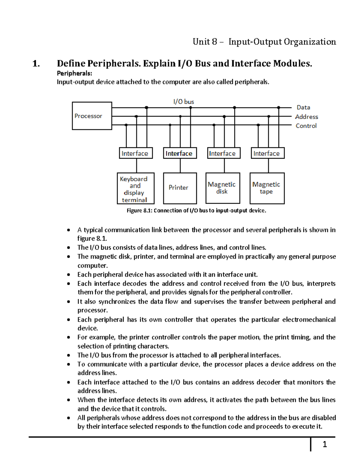 I/O Organization and Asynchronous Data Transfer: CS101 Lecture Notes ...
