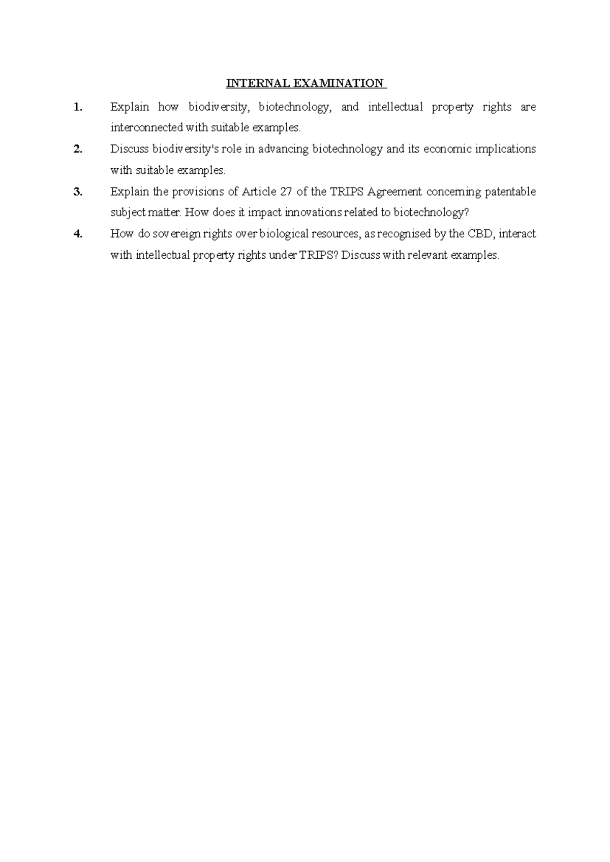 Internal Examination QP-2 - INTERNAL EXAMINATION Explain how ...