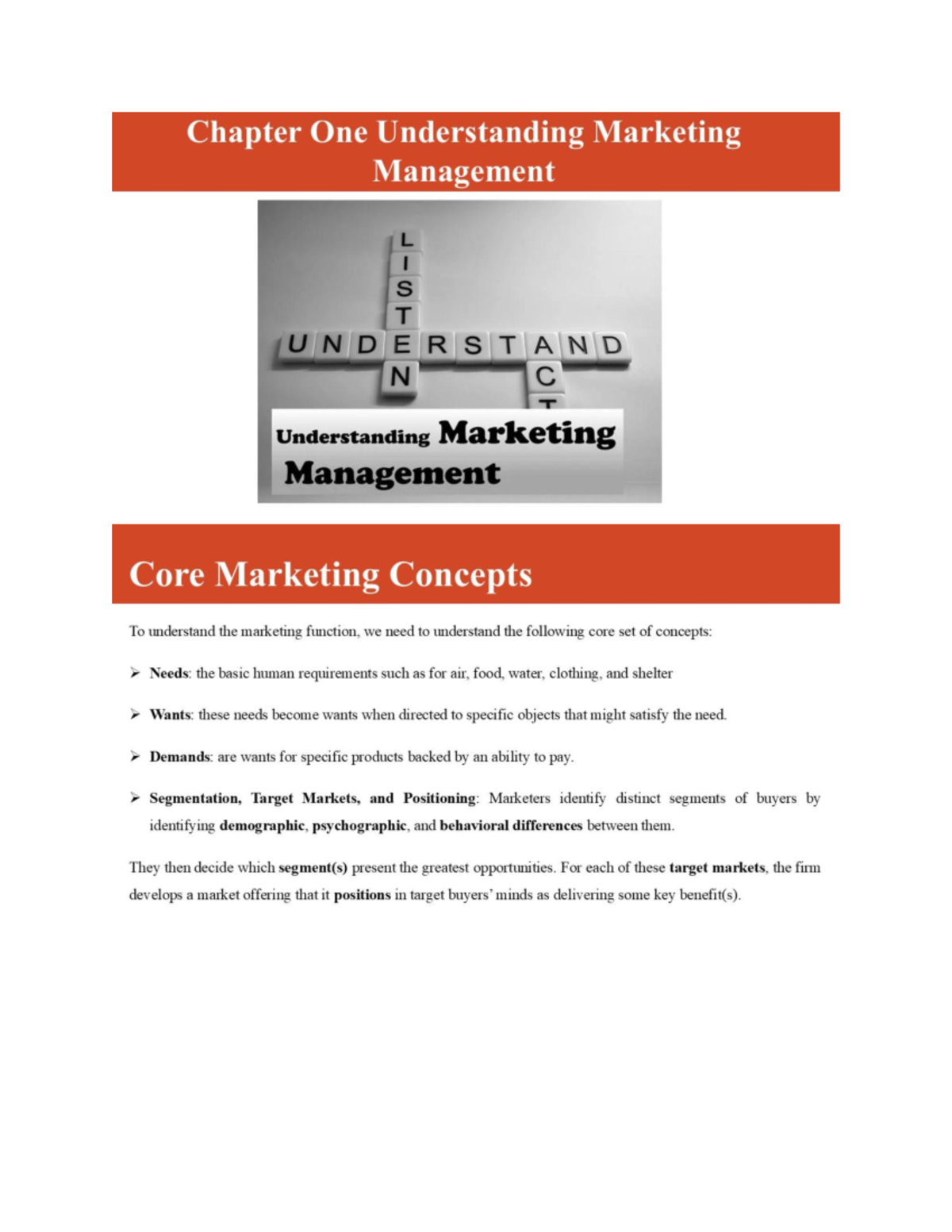 Chapter 1: Understanding Core Marketing Concepts - MKT 101 Lecture ...