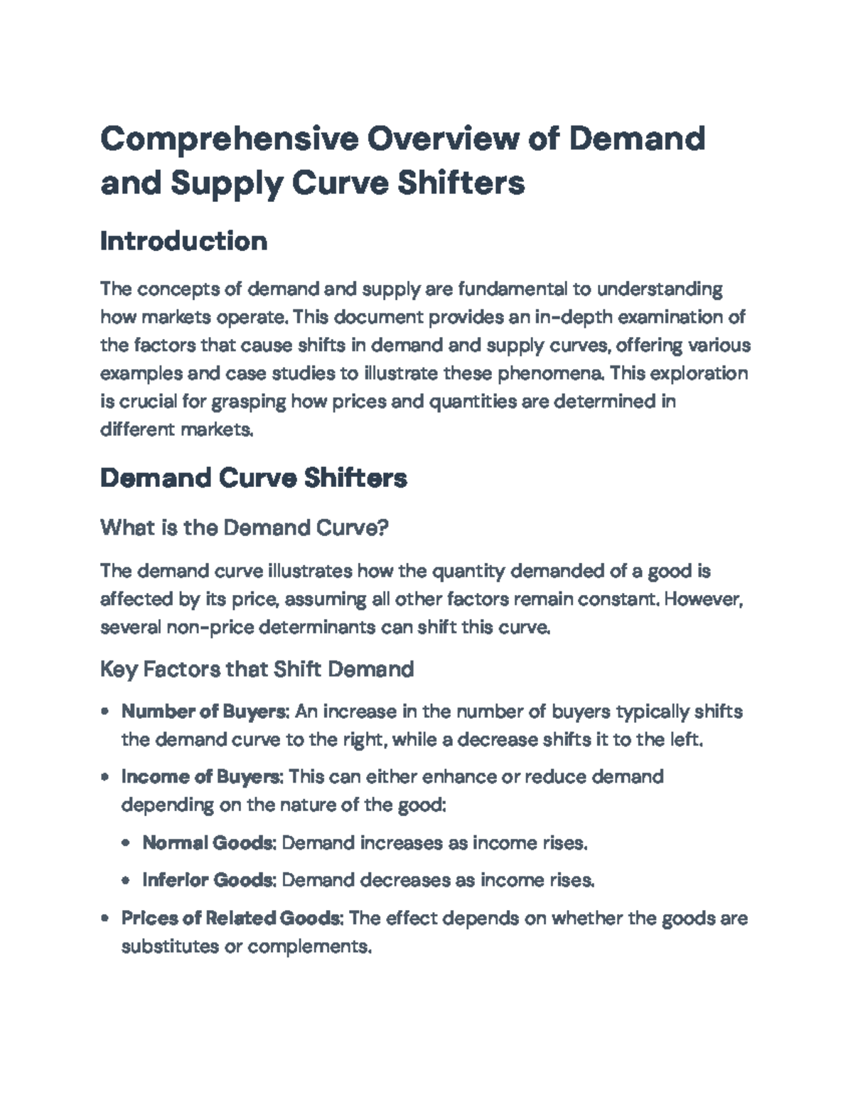Comprehensive Analysis of Demand and Supply Curve Shifters (ECO101 ...