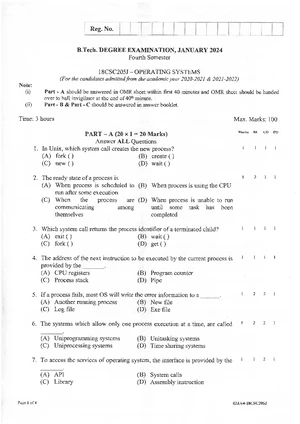Operating Systems (OS) Jan 2024 Exam Question Paper - Studocu