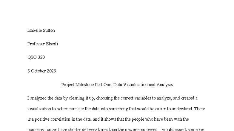 QSO 320 Project Milestone 1: Data Visualization & Analysis - Studocu