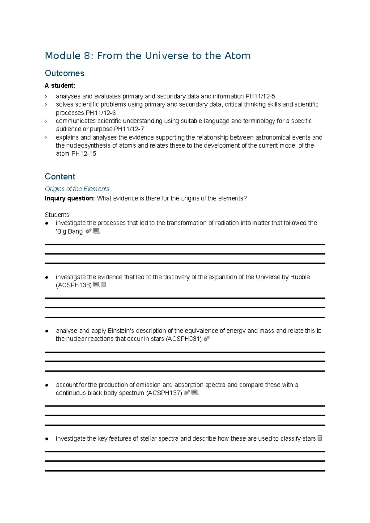 Y12 Physics Module 8: From the Universe to the Atom Summary - Studocu