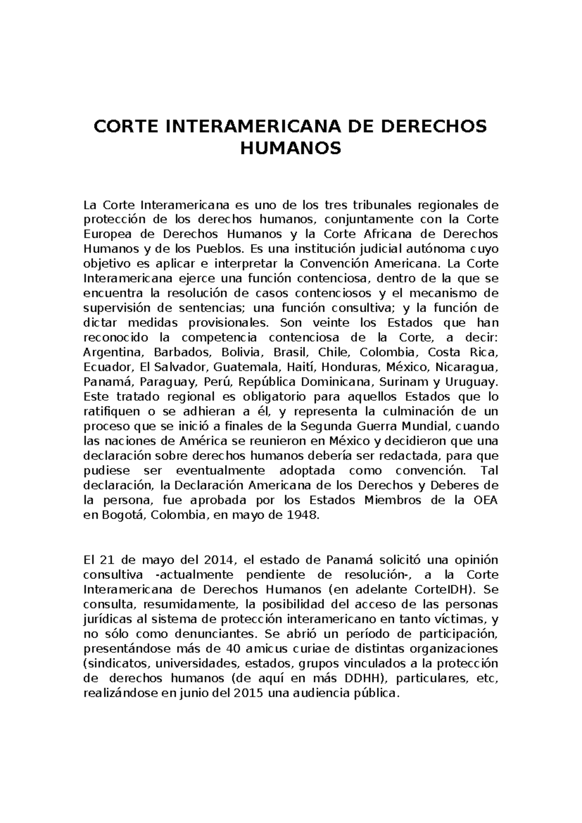 Corte Interamericana de Derechos Humanos: Funciones y Competencias ...