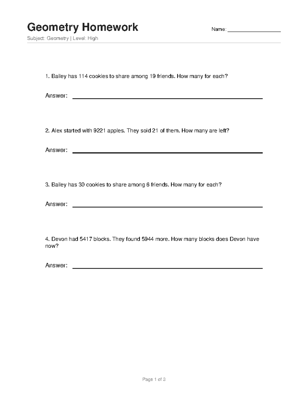 Geometry Homework - High Level Exercises and Answers - Studocu