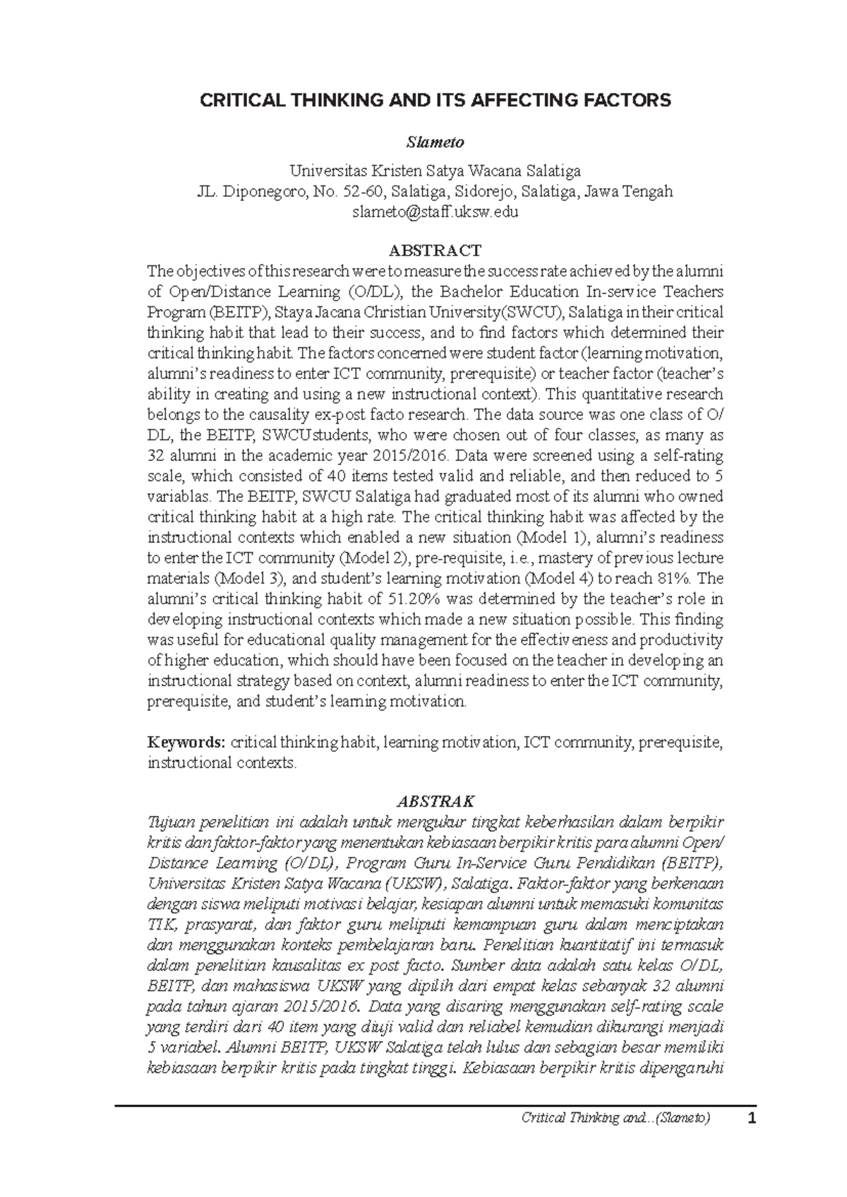 Critical thinking - This is a sample essay - Critical Thinking and ...