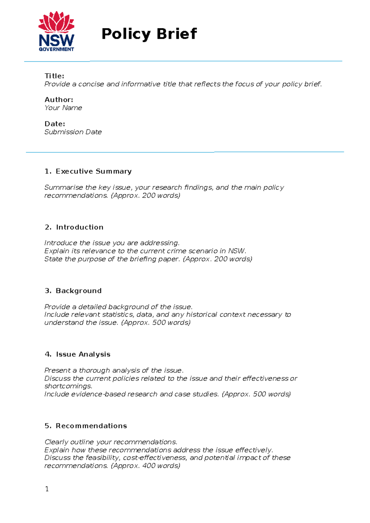 CRIM1010 T1 2025 Policy Brief and Supplementary Evidence Log Template ...