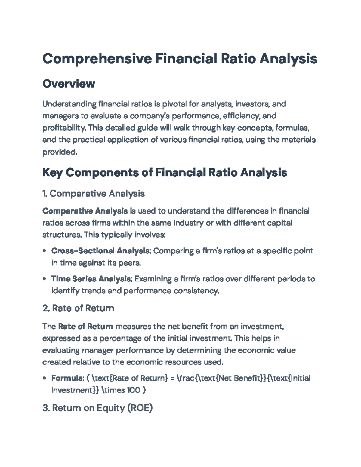 Comprehensive Financial Ratio Analysis Guide for Investors and Managers ...