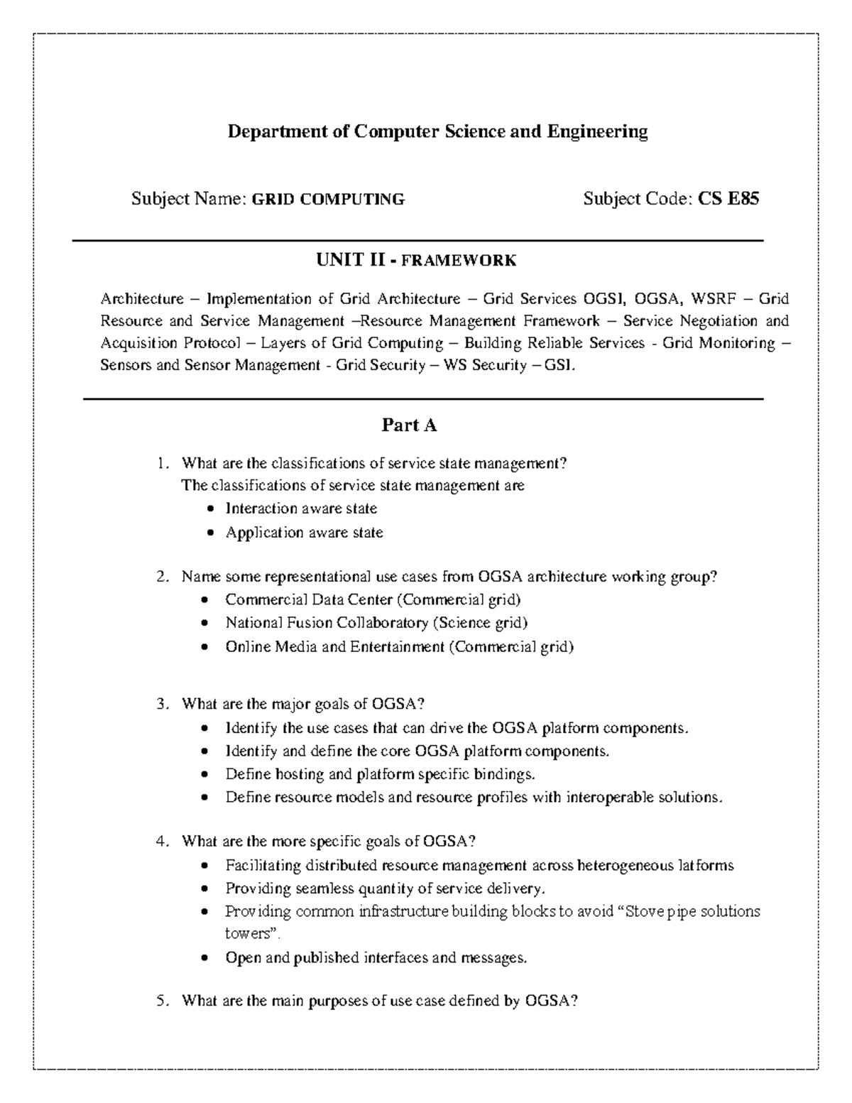 GC(U2) - Lecture Notes on Grid Computing Framework and Services - Studocu