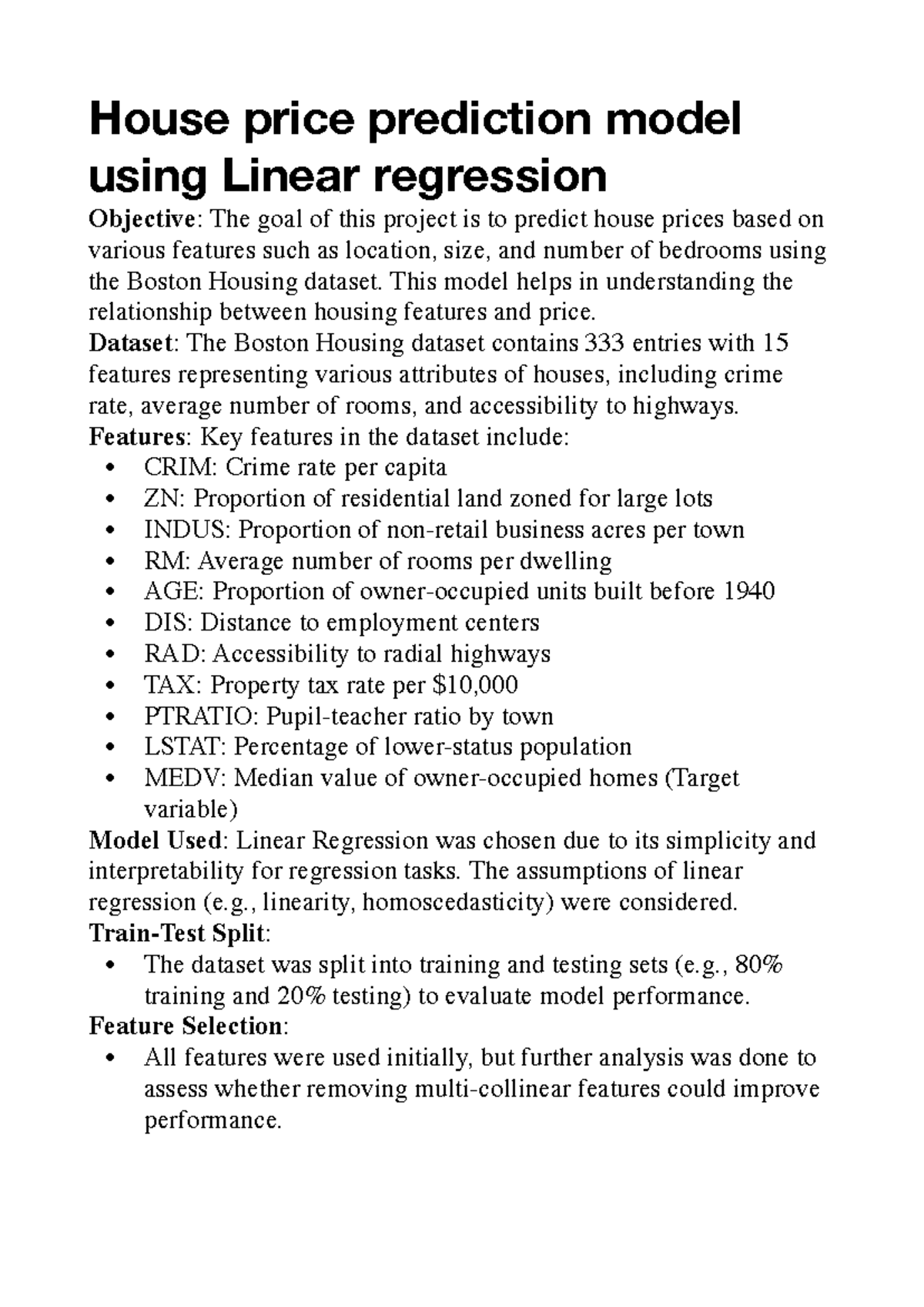ML Assignment-1: House Price Prediction Using Linear Regression - Studocu
