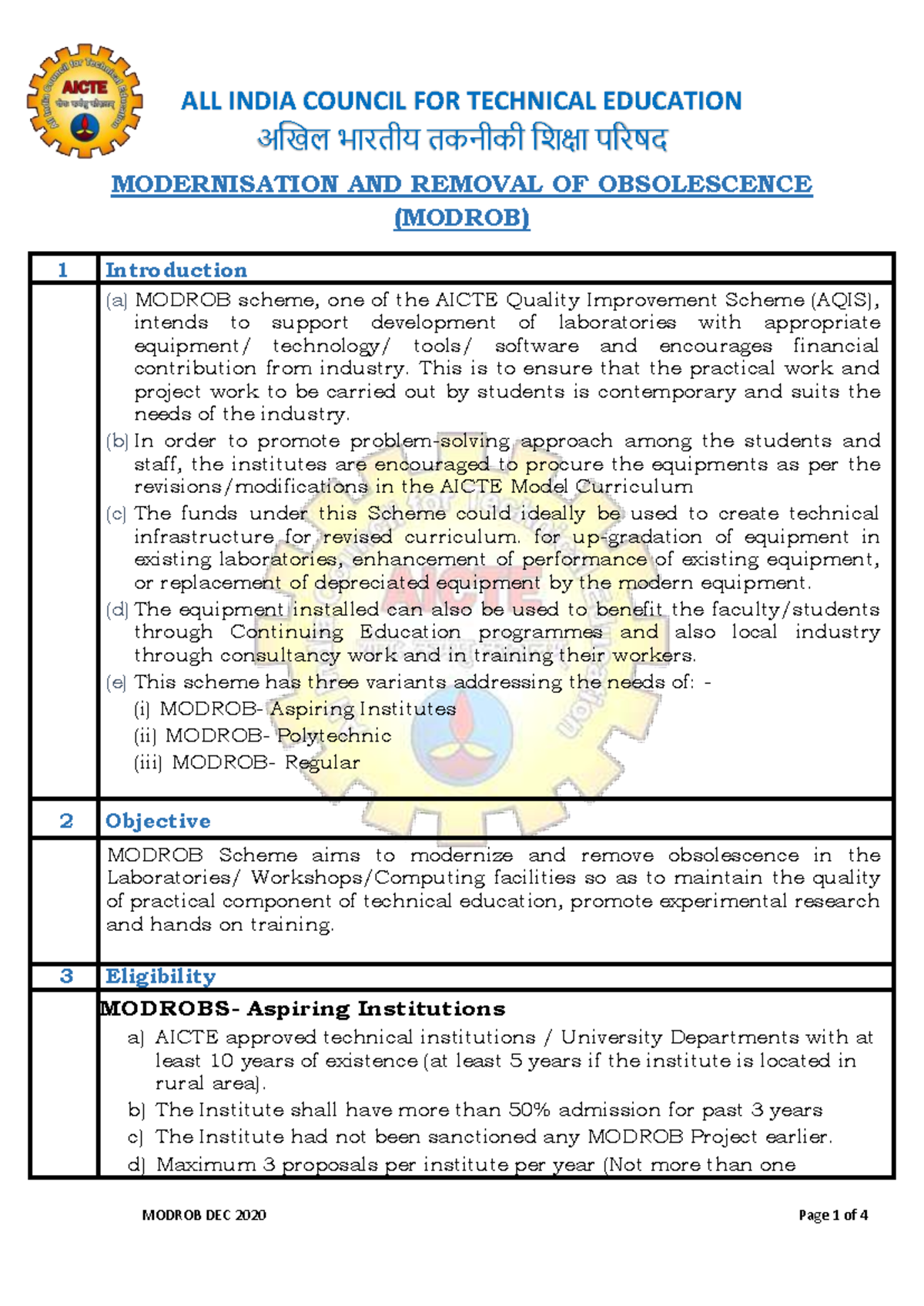 MODROB Scheme Guidelines for Technical Education Enhancement - Studocu