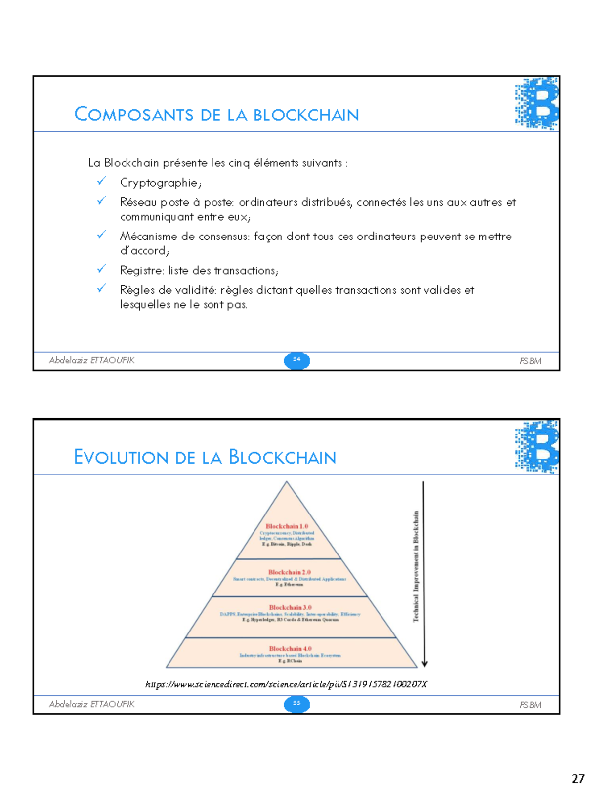 Slides Blockchain-27-75: Éléments et Implémentation de la Blockchain ...