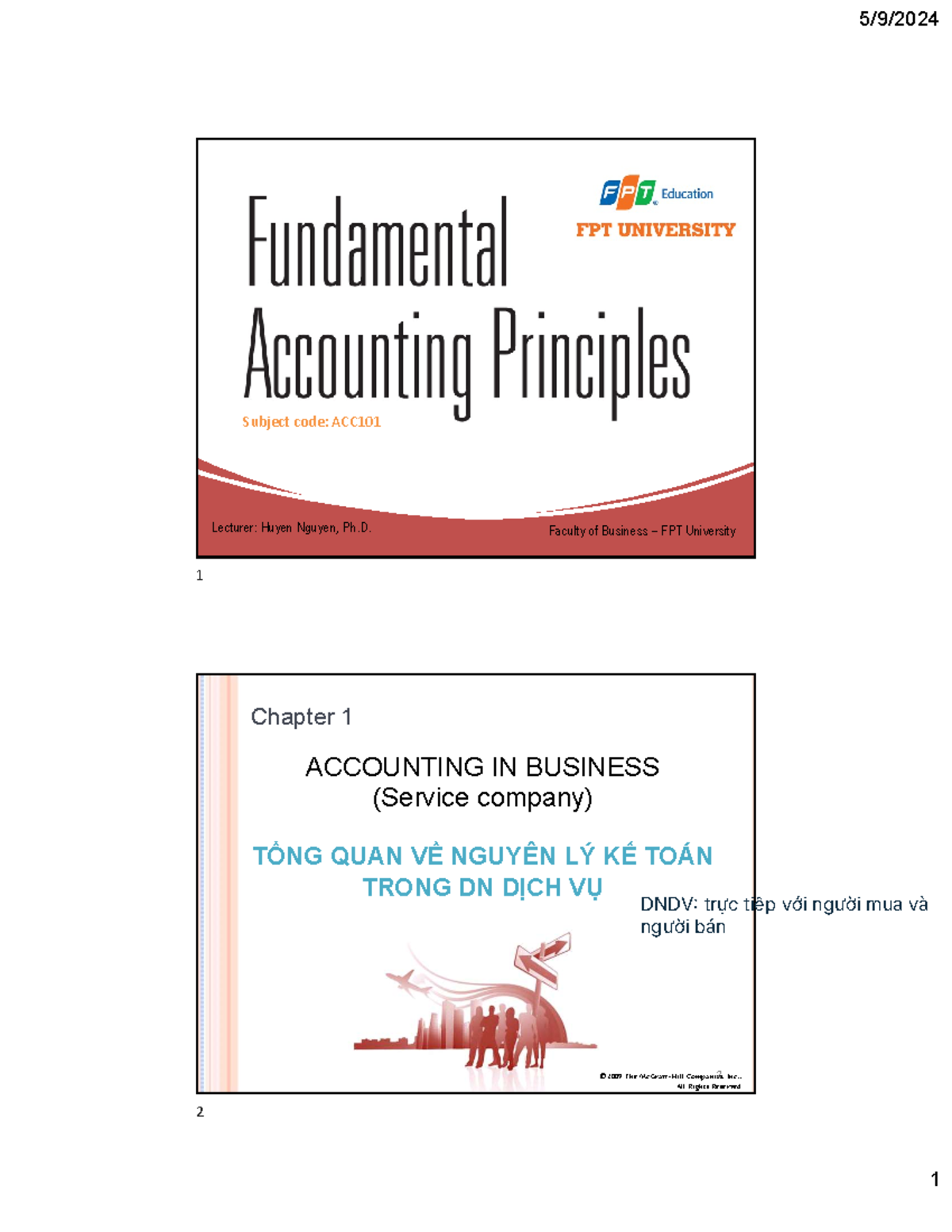 ACC101 Chapter 1: Accounting in Business Overview and Key Concepts ...