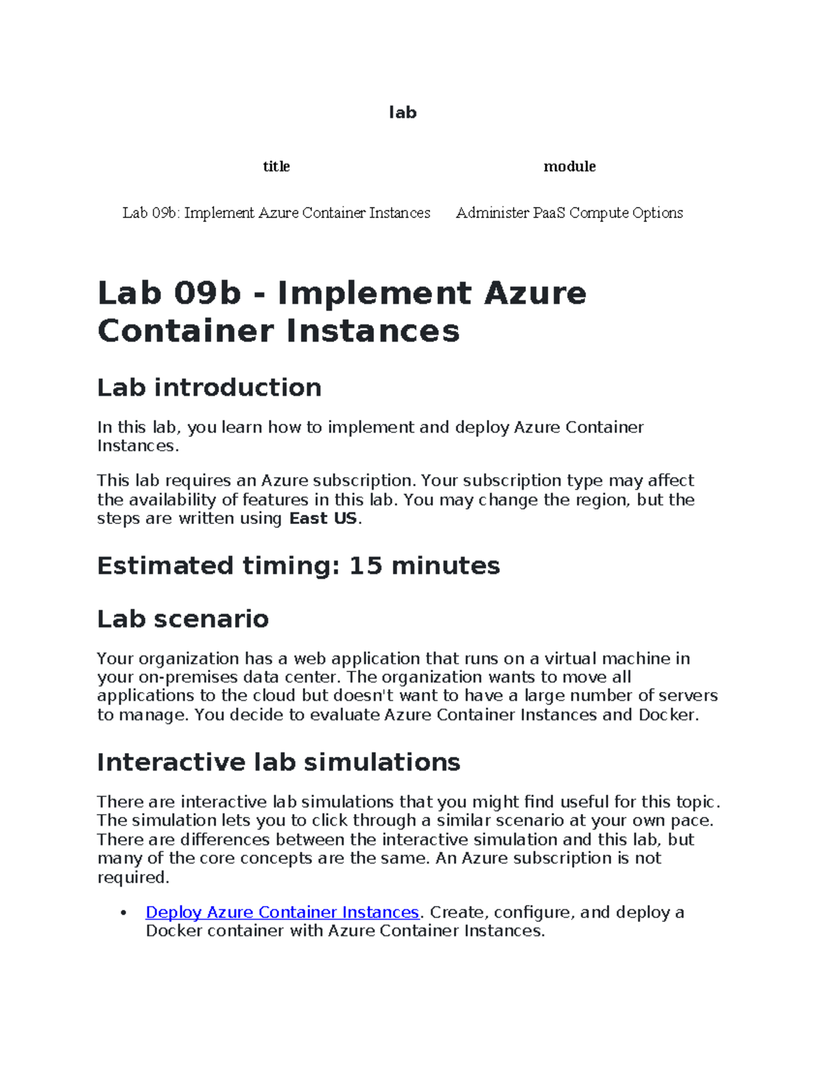 Lab 09b - Deploying Docker Containers with Azure Container Instances ...