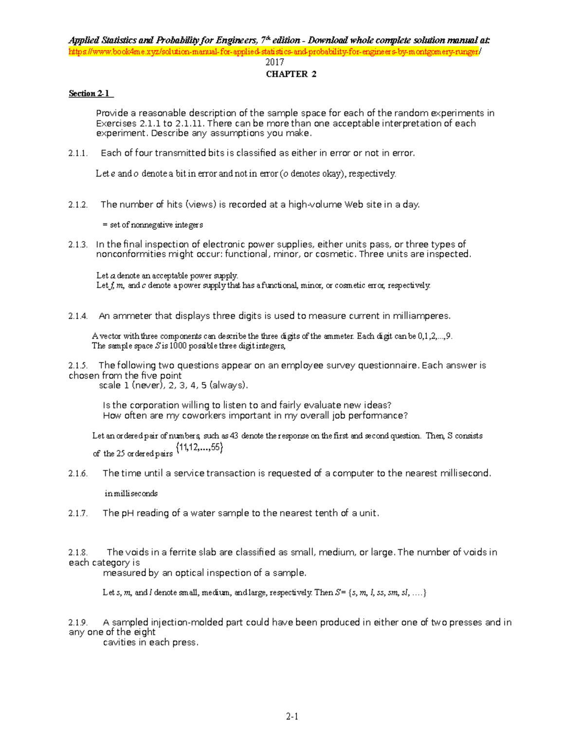 Solution Manual for Applied Statistics and Probability for Engineers ...