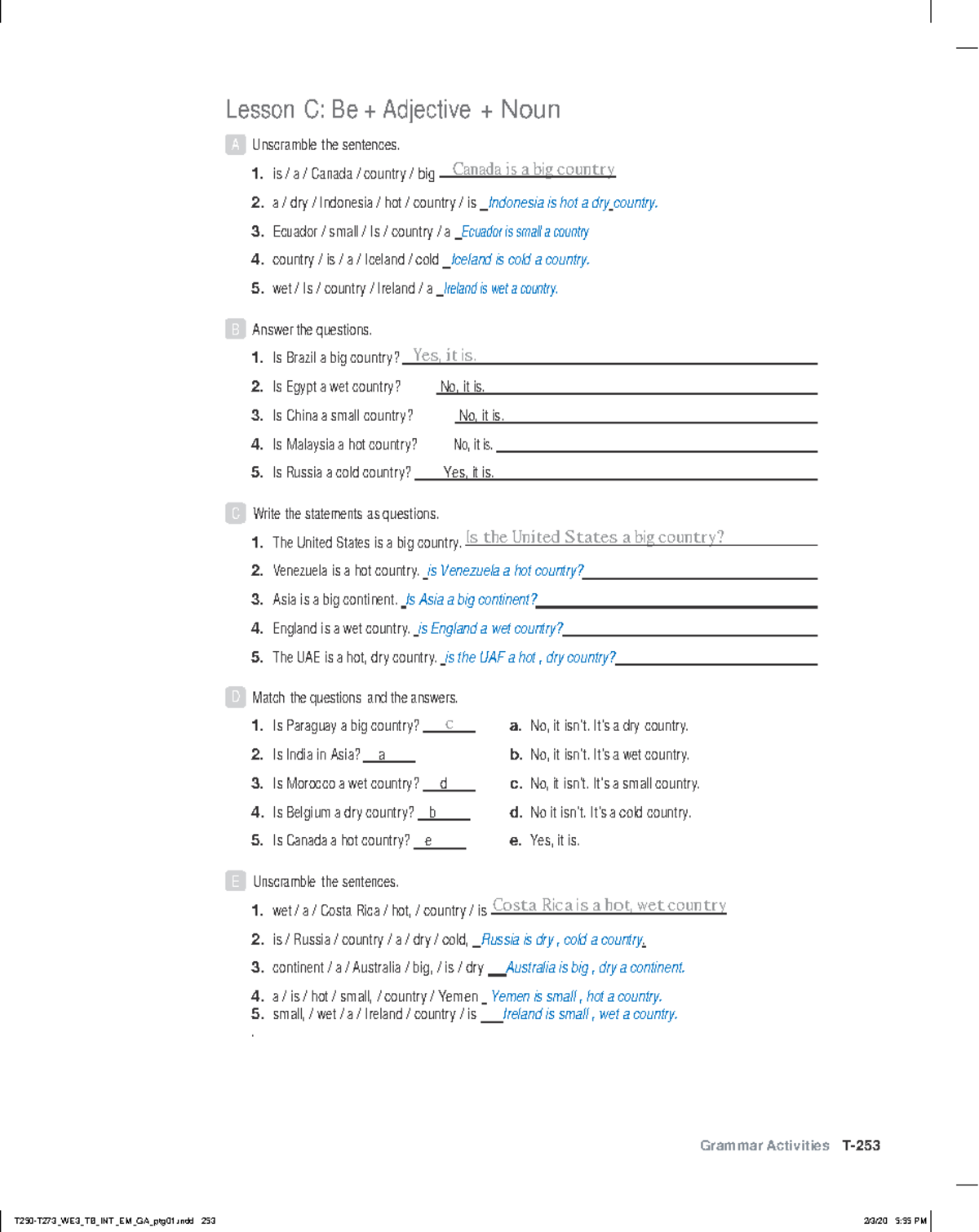 World english 3e level intro grammar activities unit 2 lesson c ...