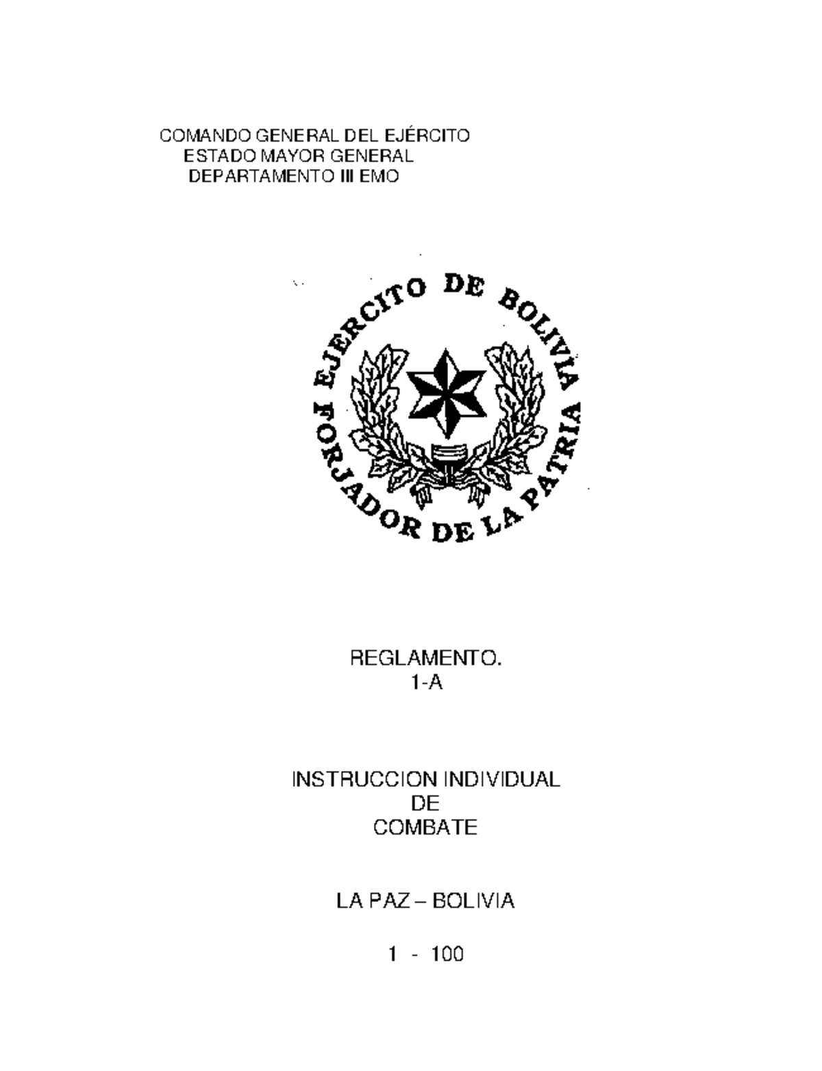 Reglamento 4-1A: Instrucción Individual de Combate en La Paz - Document Preview