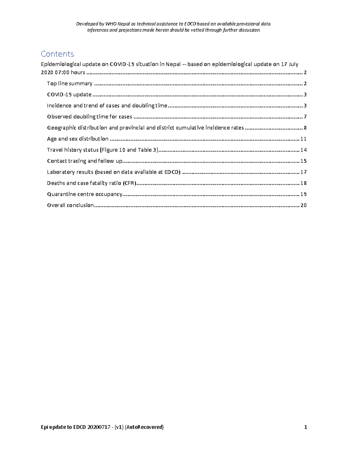 Epidemiological Update on COVID-19 in Nepal: WHO Technical Assistance ...