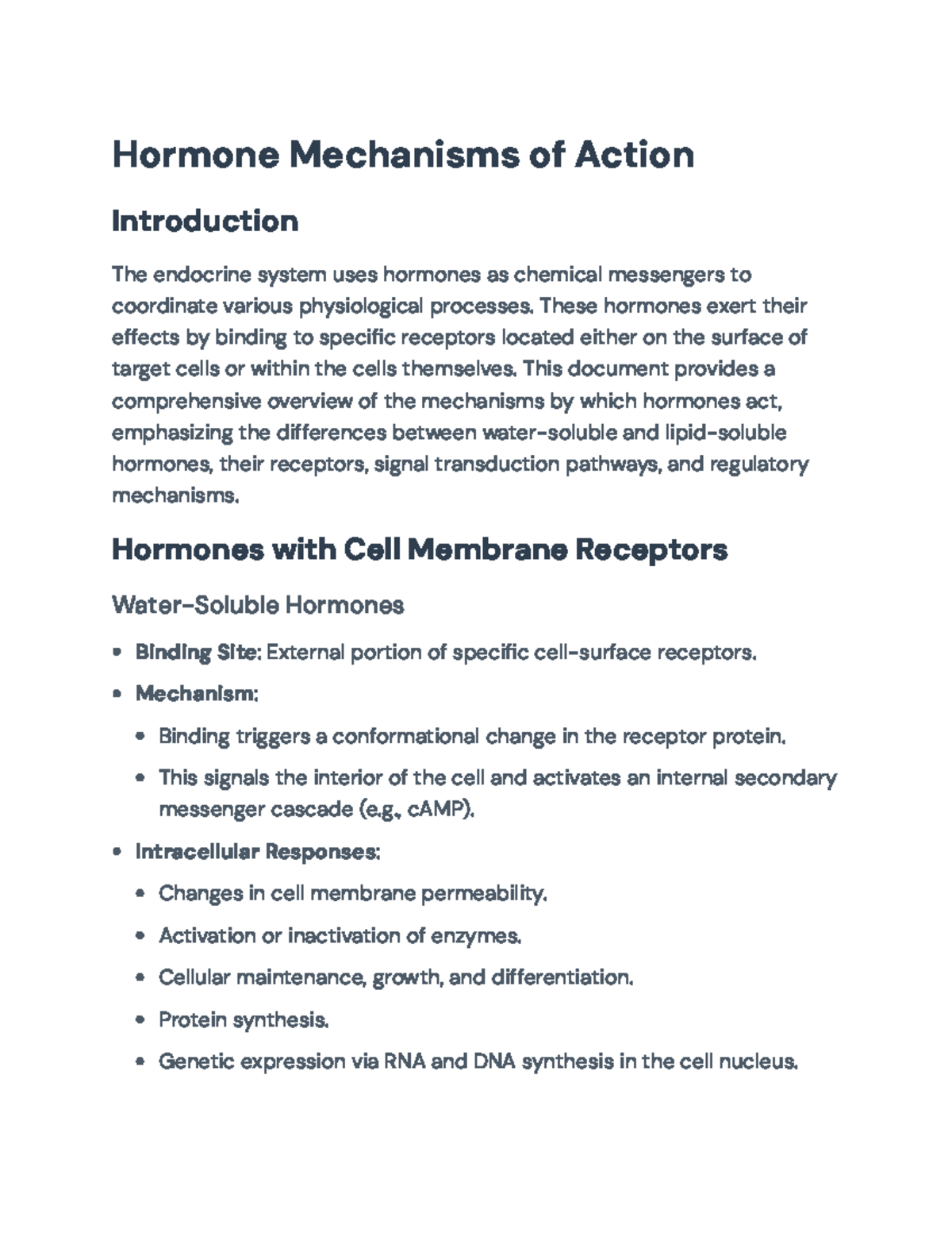 Hormone Mechanisms of Action: Overview of Types & Effects (BIO 101 ...