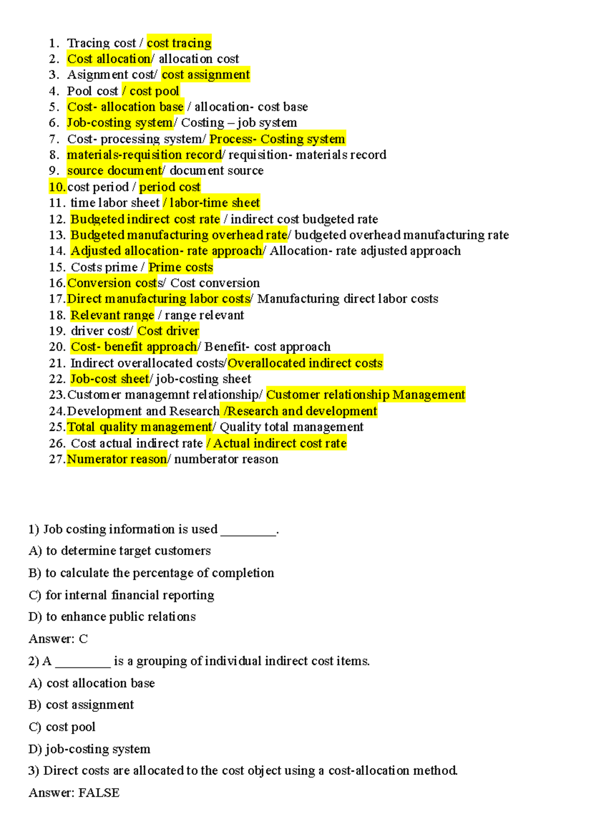 Chapter 4: Job Costing Concepts and Applications - BFSBDF - Studocu