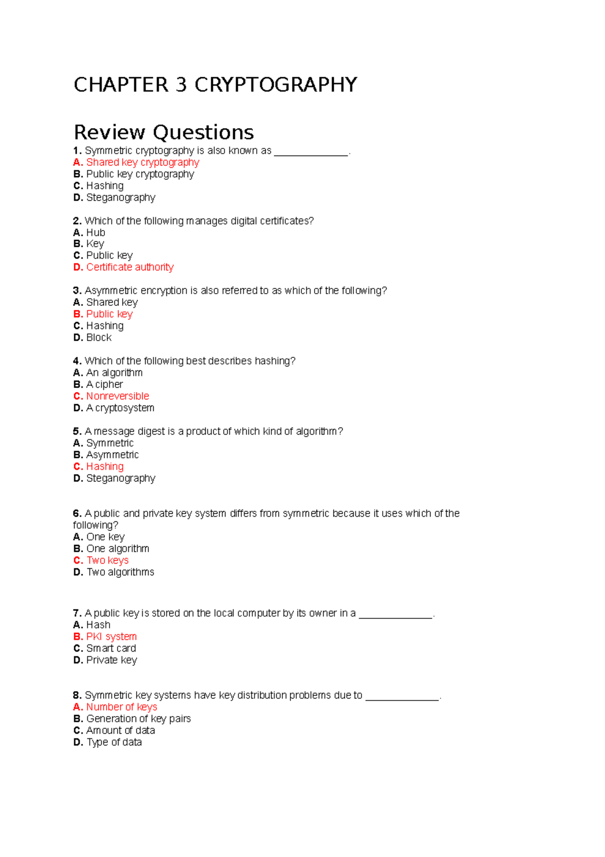 CS101 Chapter 3: Cryptography Review Questions and Answers - Studocu