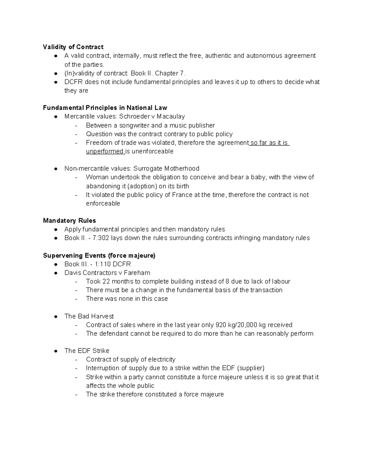 Validity of Contract: Lecture 4 on DCFR Principles and Cases - Studeersnel