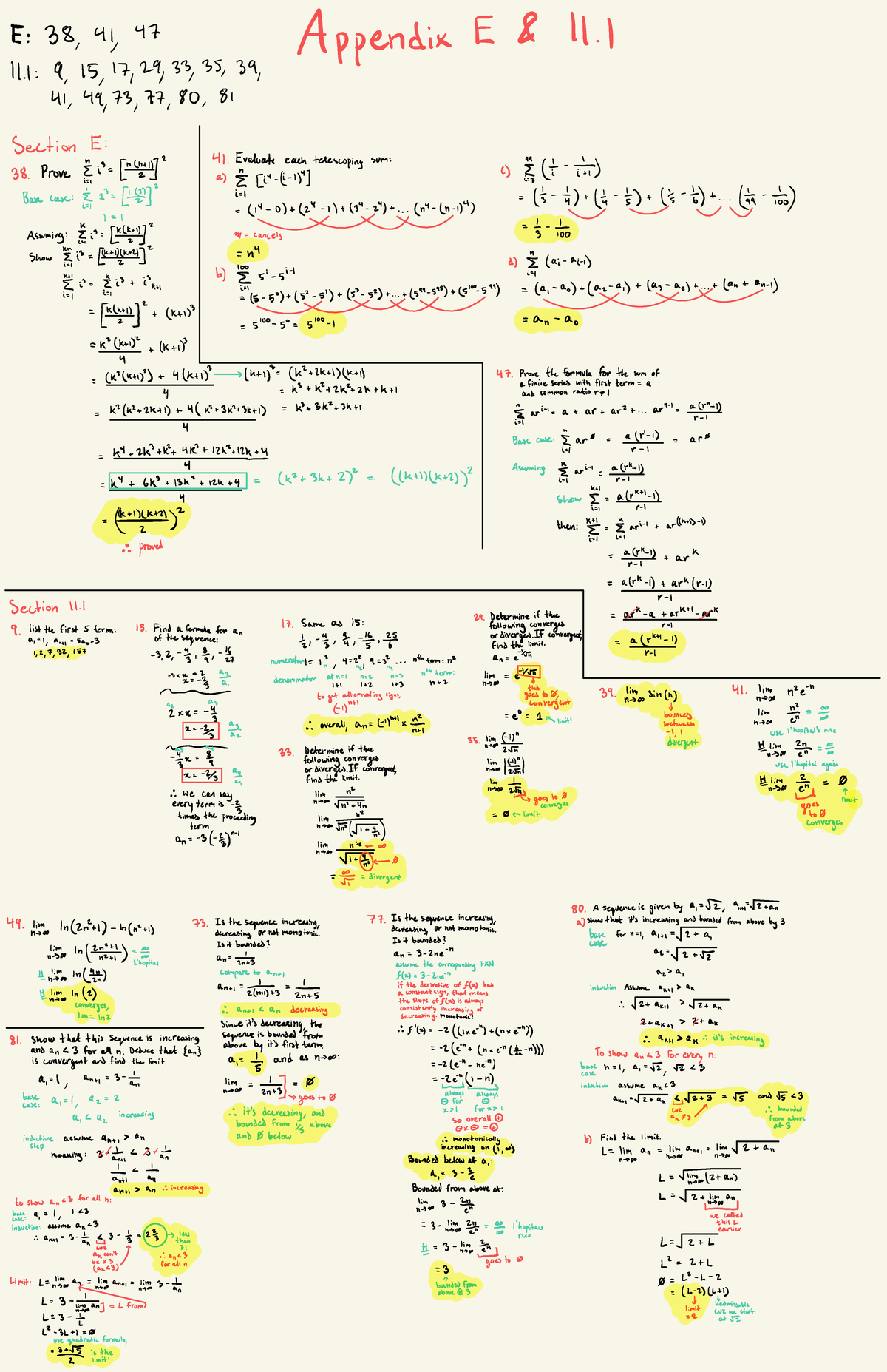11.1 Appendix E Problems - E : 38, , 47 Appendix E & II. I II. l : 9 ...