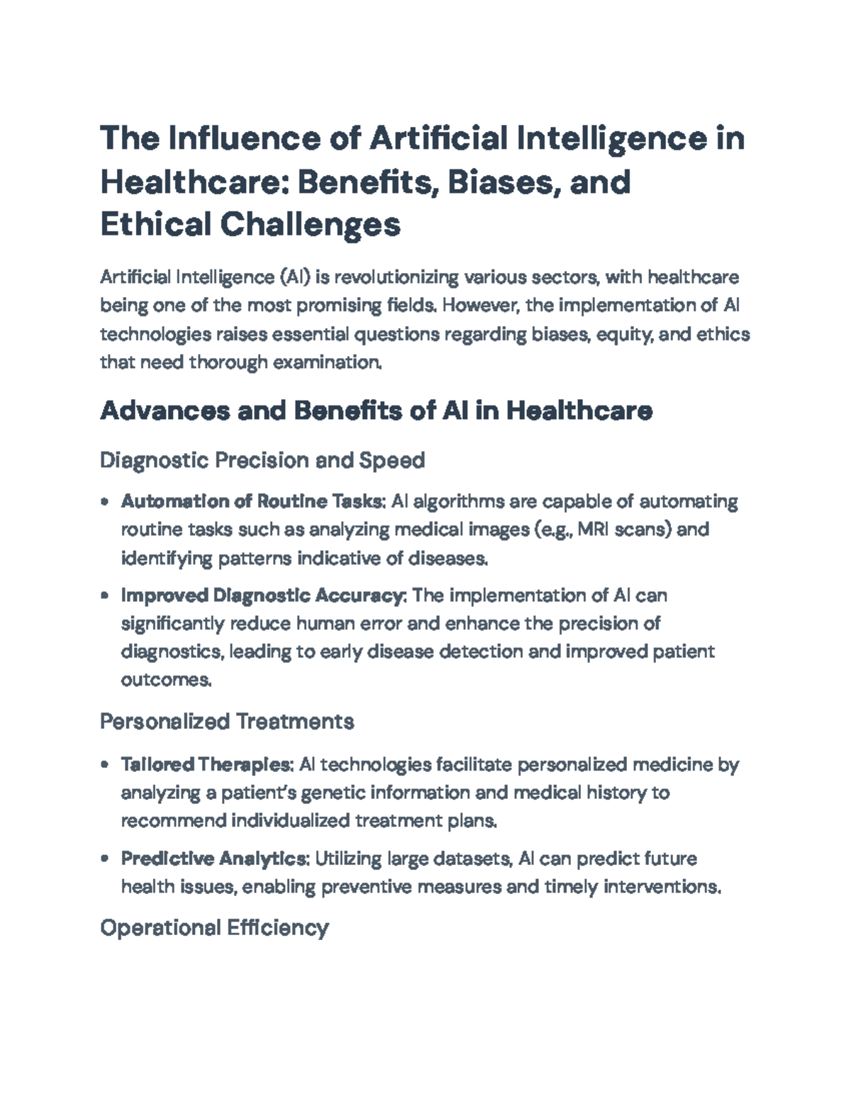 The Influence of AI in Healthcare: Benefits, Biases, & Ethics ...
