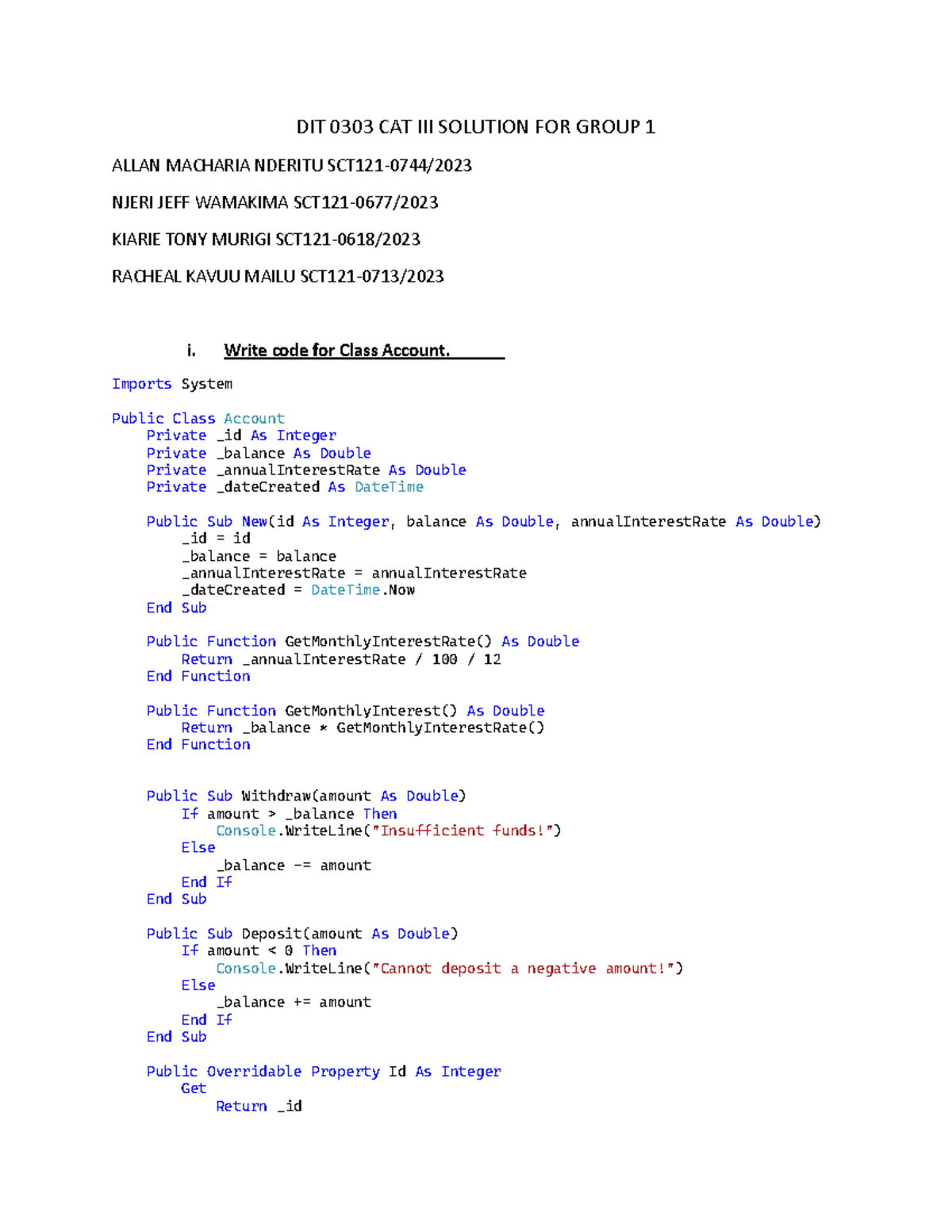 DIT 0303 CAT III Solution FOR Group 1 - DIT 0303 CAT III SOLUTION FOR ...