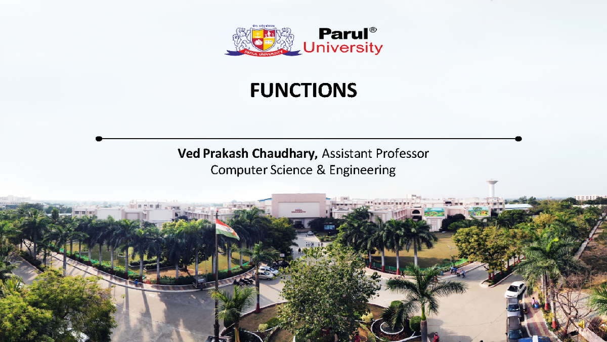 Unit 9 - pps - FUNCTIONS Ved Prakash Chaudhary, Assistant Professor ...