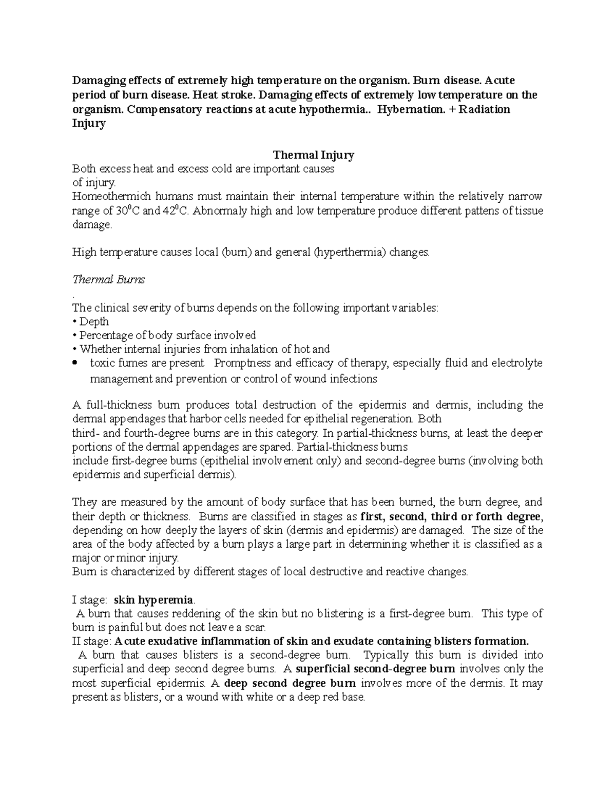 Module 14 Handout 1: Thermal Injury and Radiation Effects - Studocu