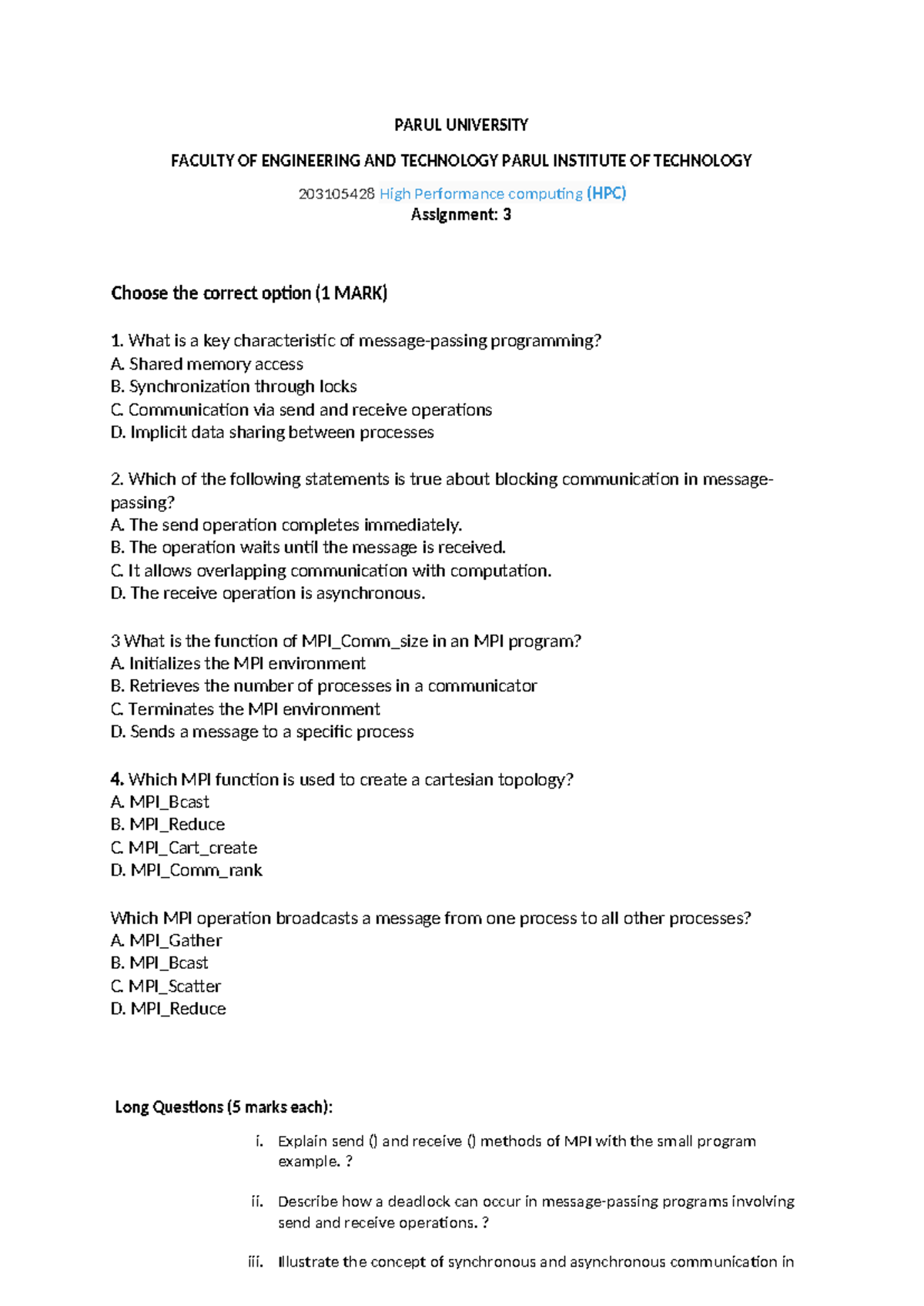 Hpc3 - Hpc unit 3 - PARUL UNIVERSITY FACULTY OF ENGINEERING AND ...